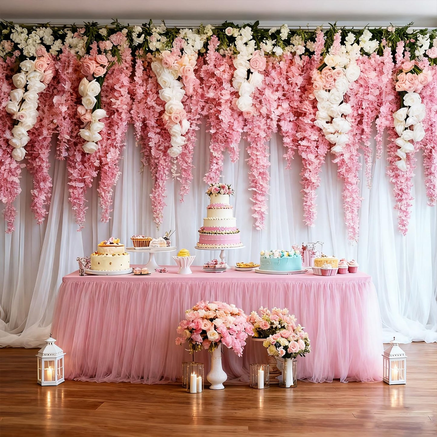 Yoquare 1-Pack Pink 2-in-1 Tulle Tablecloth for 6-Foot Rectangular Table – Stretch Fitted Table Skirt & Cover for Baby Shower, Bridal, Birthday, Princess Party