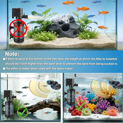 Carefree Fish Aquarium Sponge Filter Quiet with Fish Poops Collector Quiet for 3~8Gal Fish Tank for Saltwater and Freshwater