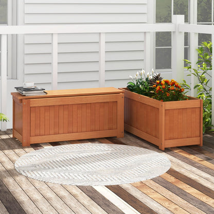 Toolsempire Outdoor Planter Bench, 45 Gallon Outdoor Bench Wooden Raised Garden Bed with Planter Box, 2-in-1 Wood Planter Bench Deck Plant Box for Porch, Patio, Garden & Backyard