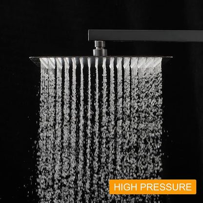 BESy 12 Inch Rain Shower Head, 12" Square Rainfall & High Pressure Stainless Steel Bath Showerhead, 1/16" Ultra Thin, Waterfall Full Body Coverage with Silicone Nozzle, Oil Rubbed Bronze Finish
