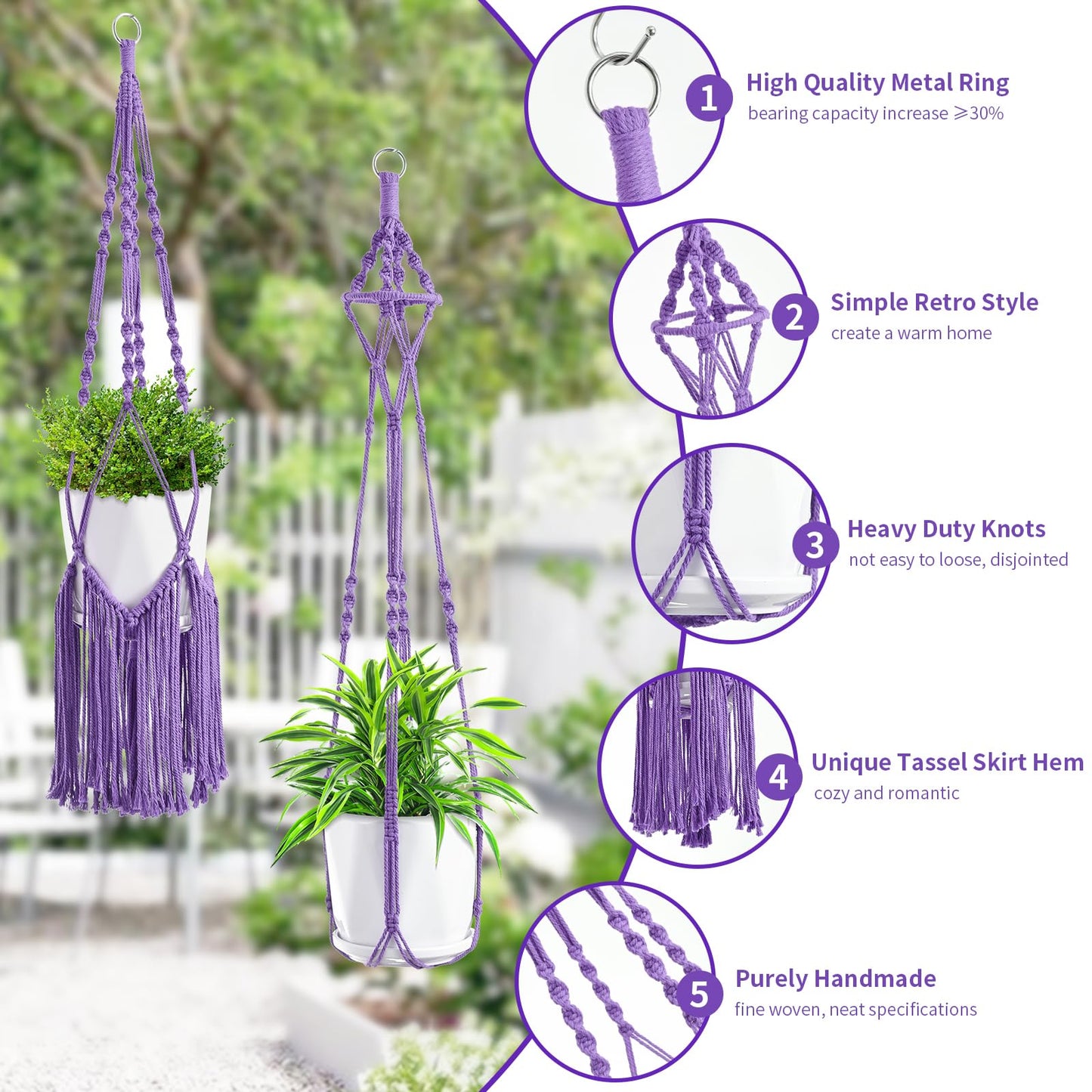 SFENNGPET Macrame Plant Hangers, 6Pack Hanging Planters for Indoor Plants w/ 6 Set Hangers Kit Handmade Macromay Plant Hangers Indoor Flower Pots Holder Stand for Boho Home Décor (POTS NOT Included)