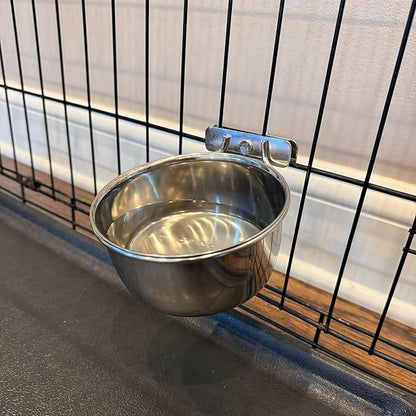 SPOT Coop Cup Bolt Clamp - Stainless Steel Hanging Bowl for Crate, Removable Pet Feeding Dish, Easy Installation, Chew-Proof Design, for Small Dogs, Cats, Birds, Reptiles -2.5 Cups (20 Oz)