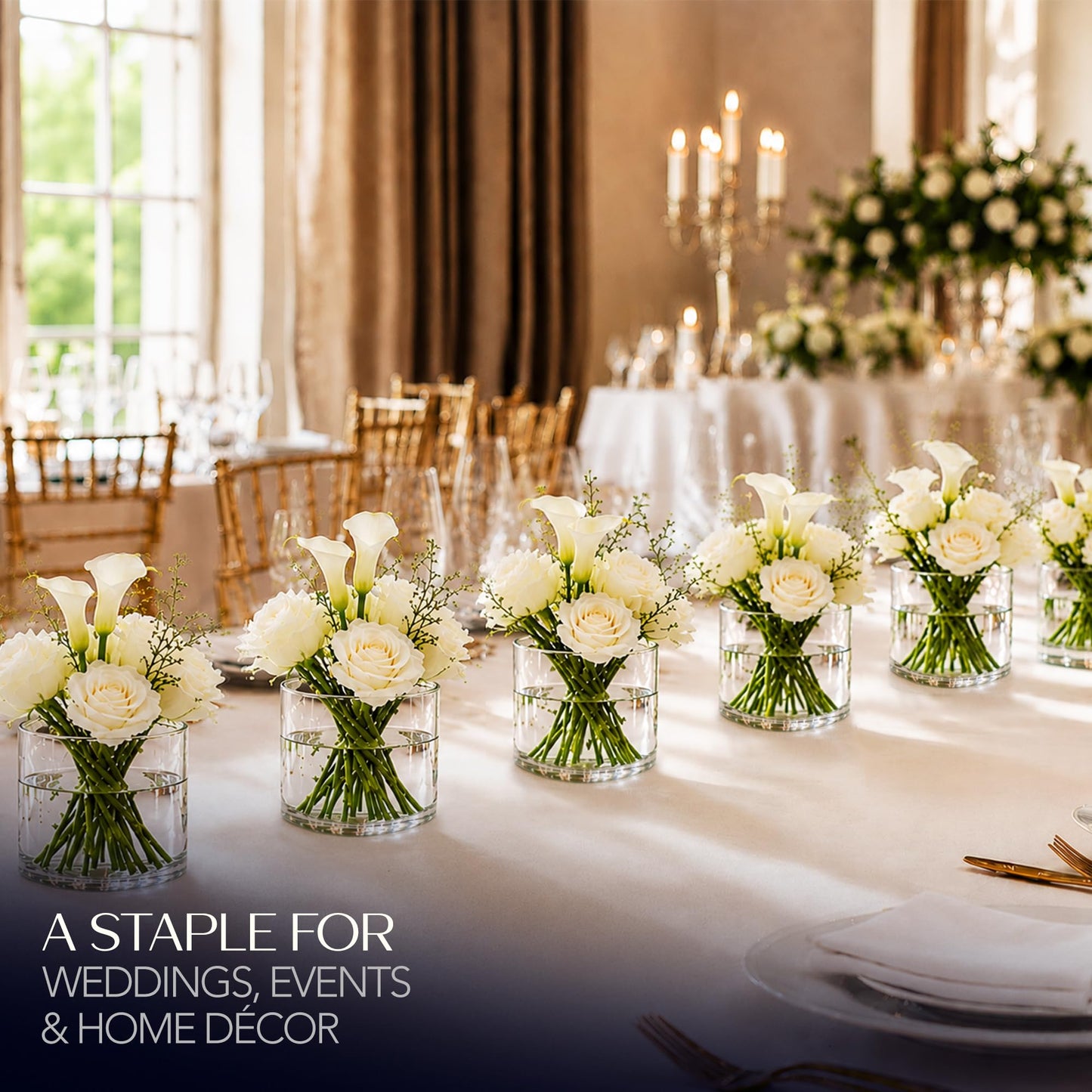 Royal Imports Flower Glass Vase Decorative Centerpiece for Home or Wedding - Cylinder Shape, 5"x5", Clear