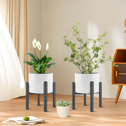 NSYOOMH Adjustable Metal Plant Stand Black, Fits 6-10 Inch Heavy Duty Flower Pots Holder - Floor Single Plant Stands Indoor Outdoor for Corner Planter Outside Potted Plants (Pot Not Included)