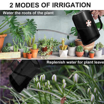 Watering Can Indoor for House Plants Small Watering cans with Long Spout Flower Model Sprinkler Head 1.2L (Black Coffee, 1.2L)