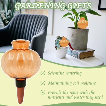 KIROYAL Self Watering Spikes 2 Pack, 16.9oz Large Capacity Plant Watering Globes, Up to 2 Weeks Automatic Watering, Terracotta Irrigation Device for Indoor Plants (Orange Lantern Design)