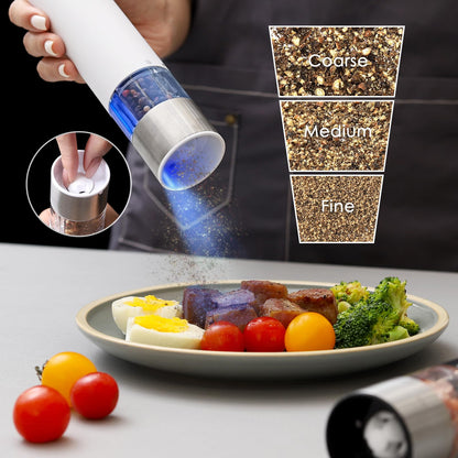 Vzaahu Electric Salt & Pepper Grinder Set Black & White Gorgeous Peppermill, Charging Indicator Light, Type-C Rechargeable, Long-lasting Battery-free, One-hand Operation, Home Cooking, Kitchen
