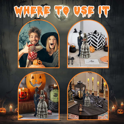 Gorbgle Halloween Decor, Gothic Decor Resin Skull Wedding Statues, Spooky Ghost Figurines, Goth Sculptures Table Centerpiece for Home Office, Desk, Mantel, Bookshelf, Indoor Decorations