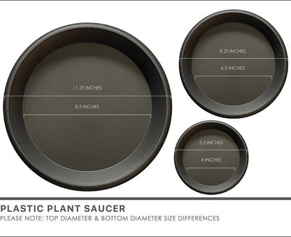 LOOPSEED Plant Saucer 6 Pack Drip Trays Planter Pot Base Heavy Duty Plastic Drainage Tray for Indoor Houseplants Outdoor Garden 5 inch 8 inch 11 inch 3 Sizes 2 Each Round (Brownish Black)
