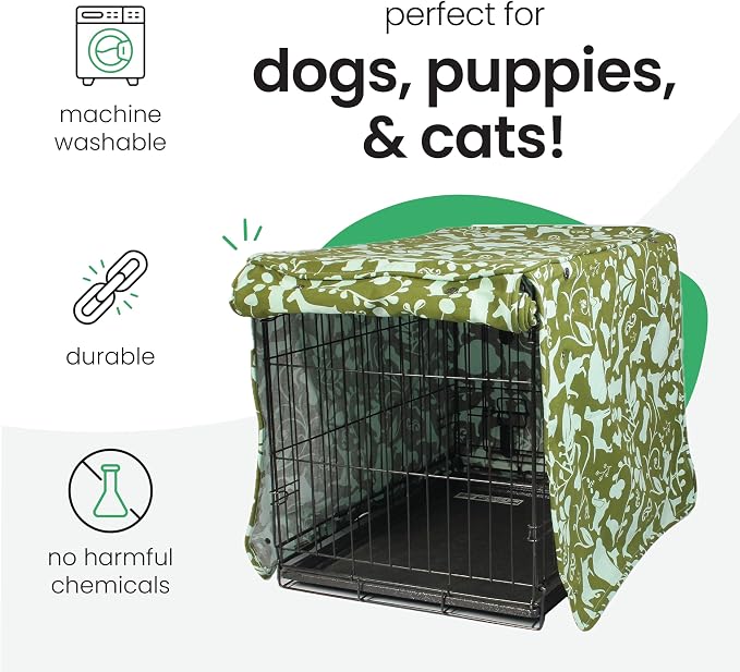 Molly Mutt Amarillo by Morning Dog Crate Cover, 100% Cotton Canvas Cover with 2 Roll-Up Panels, Ideal for Dog or Cat Crate, Durable, Washable, and Free of Harmful Chemicals, 36" x 24" x 27"