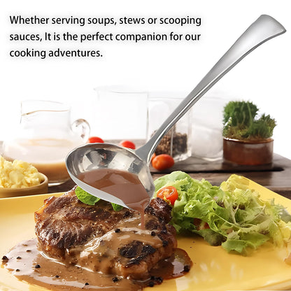 Comicfs 2 Pack Gravy Spoon Mini Gravy Ladle Drizzle Spoon 18/10 Stainless Steel Small Ladle with Pouring Spout Gravy ladle for Sauce Serving, Salad dressing and dressings, Dishwasher Safe