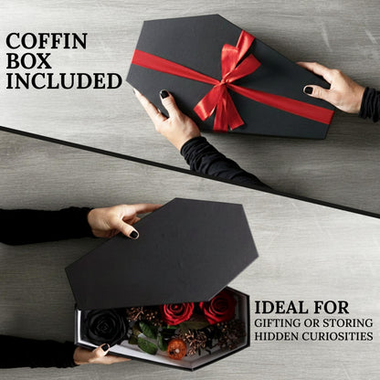 MANNY'S MYSTERIOUS ODDITIES Coffin Shelf - Spooky Gothic Decor for The Home - Pink Hanging Wooden Shelf for Wall or Table Top - 15 Inches Tall by 8 Inches Wide