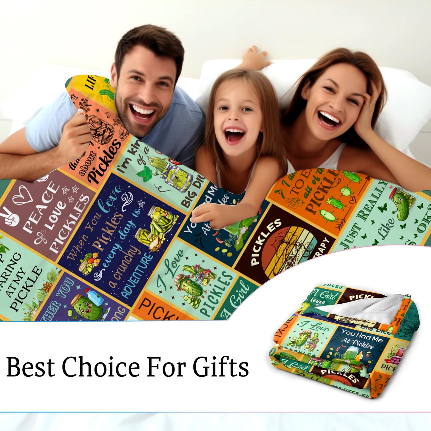 FOTSTA Pickle Blanket Gifts for Pickle Lovers Kids Funny Pickles Themed Plush Blankets Flannel Pickles Stuff Throw Blanket Gifts for Girls Boys Women Men Adults Bed Living Room Decorations 50"X40"
