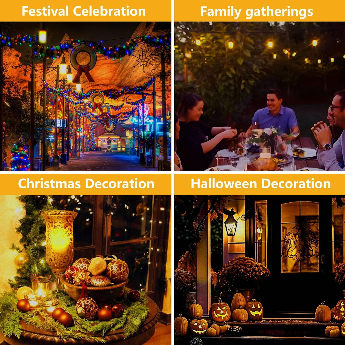 aobthurn Flame Light Bulbs, 4 Modes LED Flame Effect Light Bulb, E26 Base Flickering Light Bulb,Fire Light Bulbs Halloween Home Party (4, Orange)