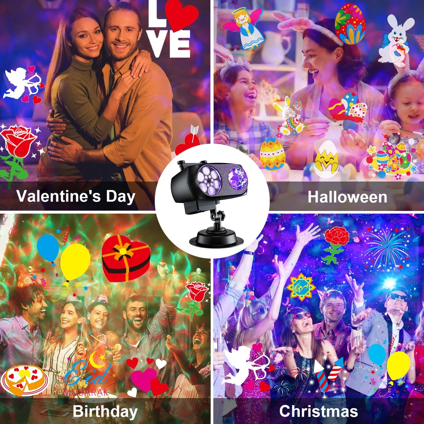 2026 Upgrade Brighter Easter Projector Lights Outdoor,8 Patterns Holiday Projectors 10HD Slides (Ocean Wave & Patterns), Weatherproof Easter Decorations for Light Show