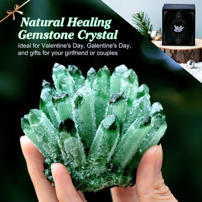 Natural Crystal Cluster Clear Quartz Mineral Crystal Cluster Cluster Healing Ornament Hue Reflection Feng Shui Home Decor (Green)