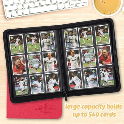 Trading Card Binder, Card Collection Binder Album Folder with 540 Side Loading Pockets, 9 Pocket Trading Card Album Folder for TGC,MTG, Baseball Cards, Yugioh(Red)