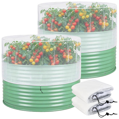 2 Pack Garden Netting Cover for 2 FT Dia x 1 FT H Round Raised Beds, Fine Mesh Plant Cover with Drawstring, Raised Bed Bug & Bird Barrier Screen for Vegetables, Herbs and Flowers