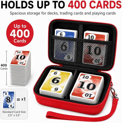 Comecase Cards Holder Case Compatible with SKYJO/for Bicycle Playing Cards/for Five Crowns/for UNO/for Phase 10 Playing Cards, Card Game Storage Organizer Holds Up to 400 Cards - Red(Box Only)