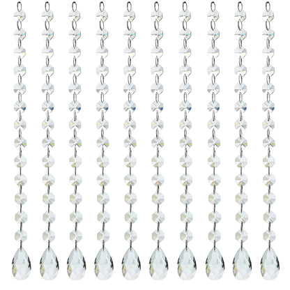 KANPURA 1ft 10pcs Teardrop Crystals Garland,Crystal Teardrop Chandelier Replacement,Hanging Glass Crystals for Chandelier, Christmas Tree, Wedding Decor(Clear)