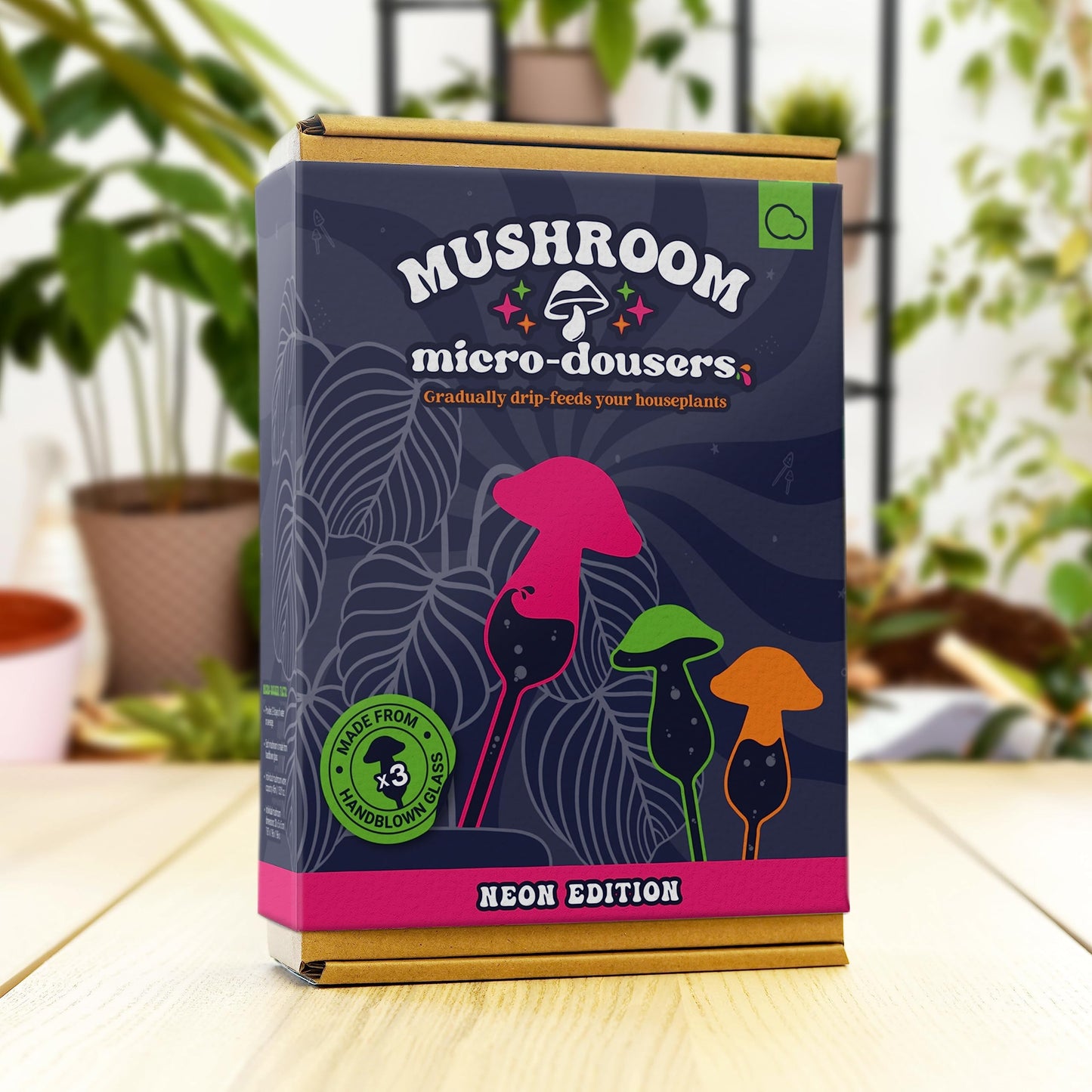 Bubblegum Stuff - Mushroom Micro Dousers, Neon Coloured Glass - Garden Tools, Home Accessories, Garden Gadgets, Automatic Watering System, Moisture Meter Plant - Batteries Included