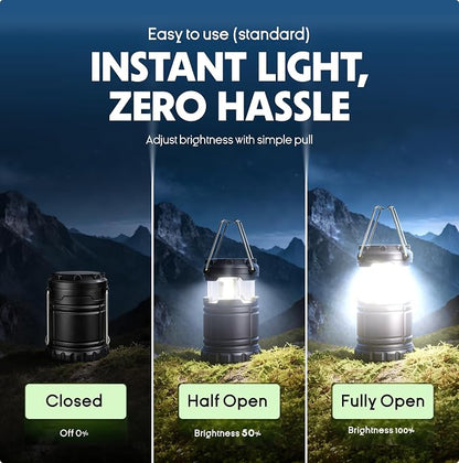 MalloMe LED Camping Lantern, Battery Powered Lanterns for Power Outages, Portable Hanging Collapsible Camping Lights for Outdoor, Home, Emergency, Hurricane Lamp Survival Outage Light 3 x AAA Operated