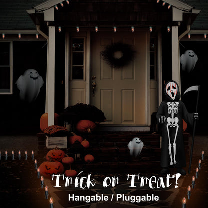 TIORIY 24.2ft Flickering Flame Pathway Halloween Light Decoration Outdoor, C9 String Lights Halloween Decor with Stakes, Waterproof 20 Flicker Lights for Garden, Party, Green Wire