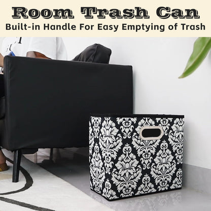 Fozxsvg Black 4.5 Gallon Fabric Trash Can, Waterproof Cute Waste Basket, Decorative Trash Bin for Bedroom, Office, Living Room, Kitchen