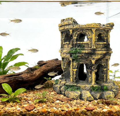 M2cbridge Antique Roman Column Ruins European Castle Aquarium Decorations Fish Tank Hideout Rocks (Roman Column Round)