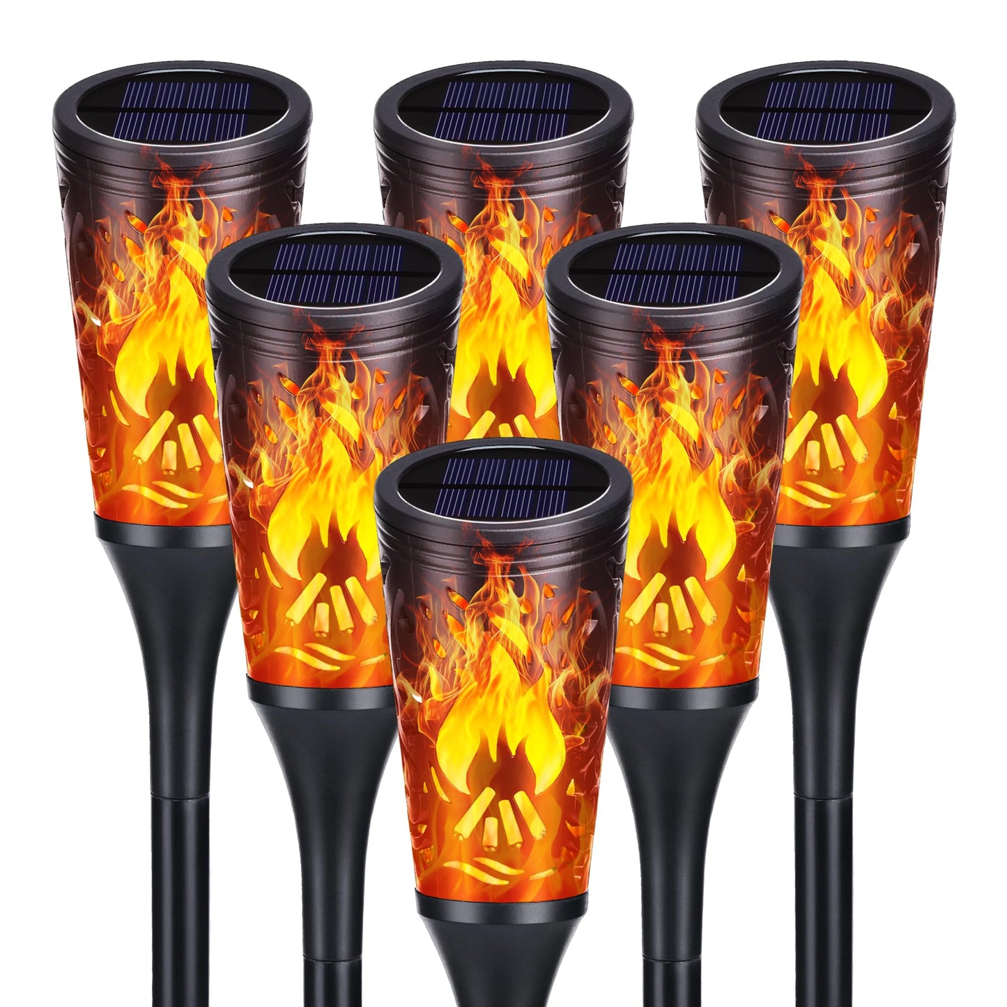 Toodour Solar Lights Outdoor, 6 Pack Solar Torch Lights with Flickering Flame, IP65 Waterproof Yard Lights Landscape Decoration Lighting for Outside Garden Lawn Pathway Patio Decorations