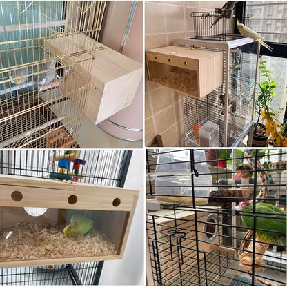 Tfwadmx Parakeet Nesting Box, Transparent Bird Nest Breeding Box, Wood Parrot Nest Box with Perch Bird Cage House for Cockatiel Lovebirds Budgie Canary Finch(S)