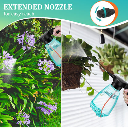 Dunkive Electric Spray Bottle Plant Mister for Indoor Outdoor Plants, 0.5 Gallon Automatic Watering Can Rechargeable Battery Powered Sprayer with Adjustable Spout for Gardening, Cleaning(Green Style)