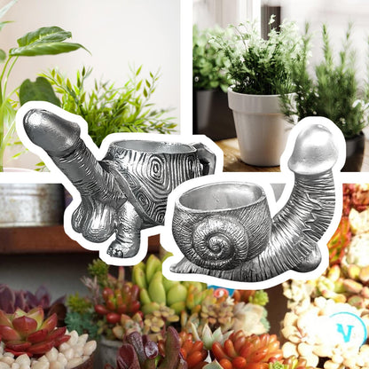 Qywwss Snail Planter, Unique Flower Pot for Succulent Plants, Retro Indoor & Outdoor Plants Garden Decoration Mini Resin Turtle Statue Fun Planter (Bend)