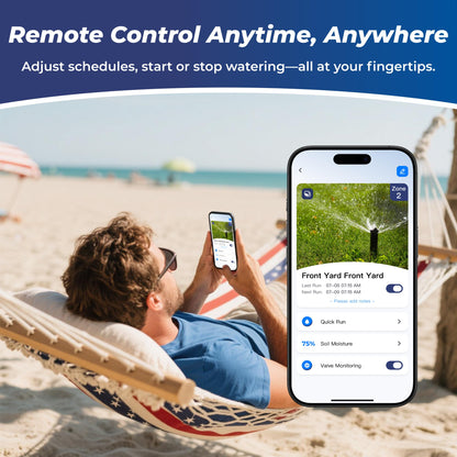 Remo Garden Smart Sprinkler Controller, 4 Zones Wi-Fi Irrigation System, Hyper-Local Weather Intelligence, Automatic Rain Skip, Compatible with Alexa