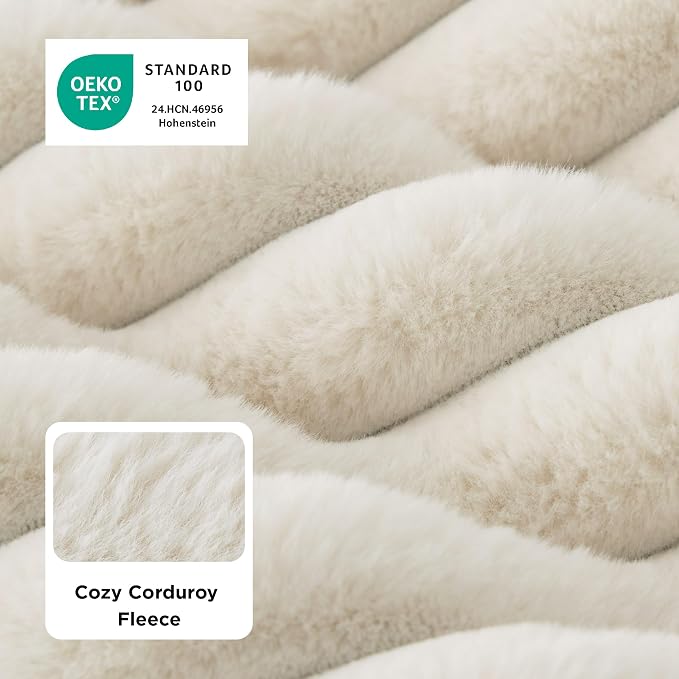 Bedsure ComfyFleece™ Fluffy XL Dog Bed Extra Large Crate Pillow 41x27 Cream | Aesthetic Crate Bed for Balanced Support Cute Chopped Foam Pad with Removable Washable Cover Non-Slip Waterproof Cozy Pet Mat