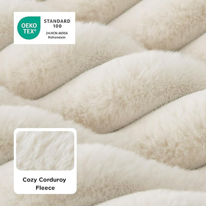 Bedsure ComfyFleece™ Fluffy XL Dog Bed Extra Large Crate Pillow 41x27 Cream | Aesthetic Crate Bed for Balanced Support Cute Chopped Foam Pad with Removable Washable Cover Non-Slip Waterproof Cozy Pet Mat