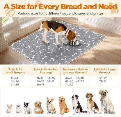 Washable Pee Pads for Dogs,2 Pack 48"x60" Reusable Puppy Training Pads, Ultra-Absorbent and Leak-Proof Whelping Pads , Extra Large Potty Playpen Mat for Incontinence, Housebreak, Crate