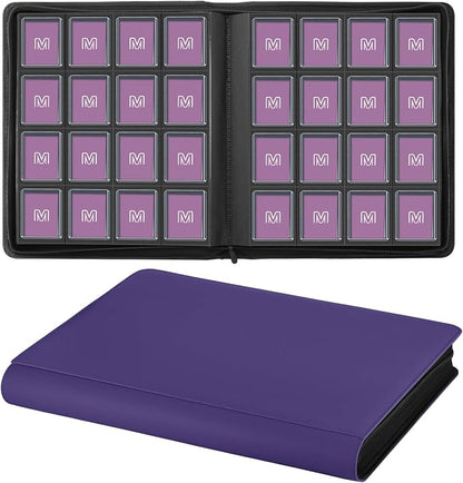 16 Pocket Toploader Binder,Holds 640 Top Loaders,Top Loader Binder for 3" x 4"Rigid Cards,Sleeves Card Collection Binder,20 Double Sided Pages,Compatible with Trading & Sports Holder (16Purple)