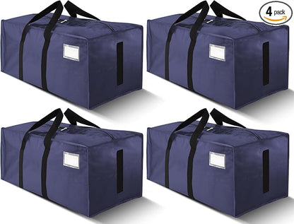 HOMESURE Supports 200lbs Heavy Duty Moving Bags - Strong Zipper & Wrap-Around Handles - Water-Resistant Storage Totes, Durable Alternative to Moving Boxes - 4 Pack - Blue