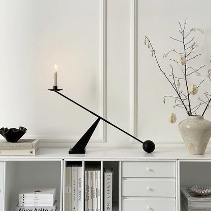 Remenna Black Metal Modern Candle Holder Candlestick Holders Decorative Candle Stand, Tapered Candle Holders Home Decoration 19 inch