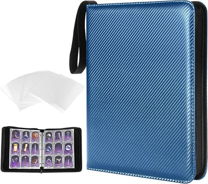 MAXECHO 9 Pocket Trading Card Binder, 1008 Pockets in 56 Removable Double-Sided Sleeves, PU Zip Card Collection Storage Organizer Album for Baseball, MTG, TCG, Sports. Blue