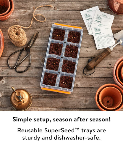 Burpee SuperSeed Windowsill Seed Starting Tray| 8 XL Cell| Reusable & Dishwasher Safe| for Vegetable, Flower & Herb Seeds| Window Garden Seed Starter Kit| Green