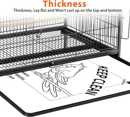 Bird Cage Liners, Bird Cage Paper Liners, 30pcs Disposable Bird Cage Liners, Pre-Cut Bird Cage Liners for Parrot, Parakeet, Conure, Cockatiel, Kraft Paper Cage Liners, 17 X 11 inch, White
