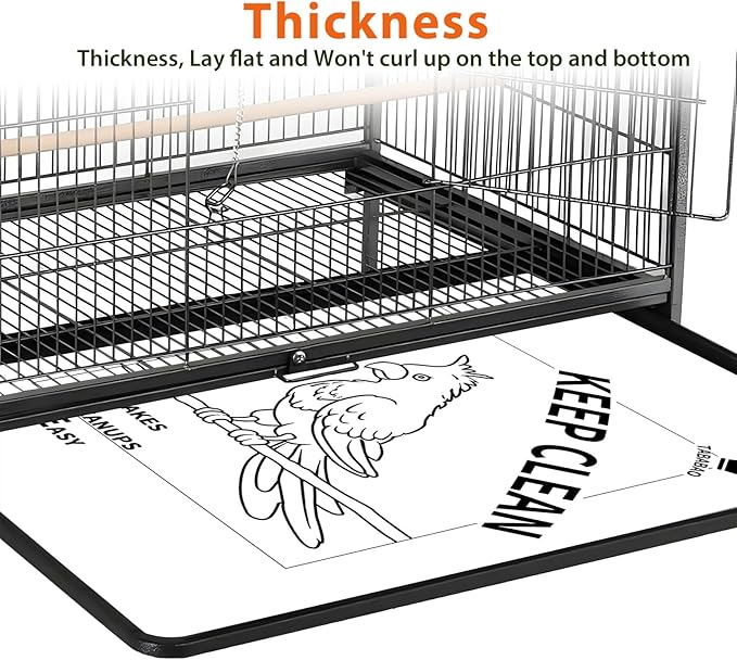 Bird Cage Liners, Bird Cage Paper Liners, 50pcs Disposable Cage Liners, Pre-Cut Bird Cage Liners for Parrot, Parakeet, Conure, Cockatiel, Kraft Paper Cage Liners, 17 X 11 inch, White