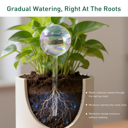 Soilagua Large Extra-Thick Clear Glass Plant Watering Globes, Rainbow Gradient Self Watering Devices for Indoor & Outdoor Plants, AutomaticWaterer Spikes, Perfect for Daily or Vacation Use, 2-Pack