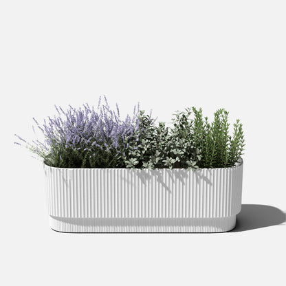 Veradek Demi Series Long Planter for Porch, Patio, Backyard | Durable Plastic-Stone Composite Material | Modern Décor for Shrubs, Flowers