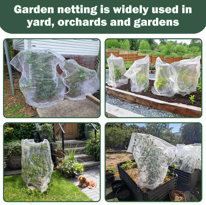 4 Pack Garden Neting Plant Insect Bird Barrier Mesh with Drawstring 3.5Ftx2.3Ft Mesh Plant Covers Freeze Protection Tomato Barrier Bag for Garden Flower Blueberry Vegetables Fruits Bird Eating