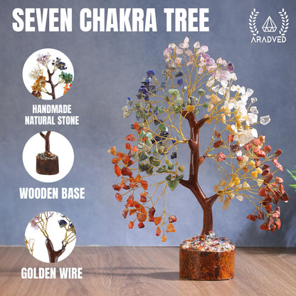 ARADVED 7 Chakra Crystal Tree of Life - Handmade Feng Shui Bonsai for Positive Energy & Spiritual Healing - Unique Gemstone Decor & Meditation Gifts for Women, Mom, Home & Office