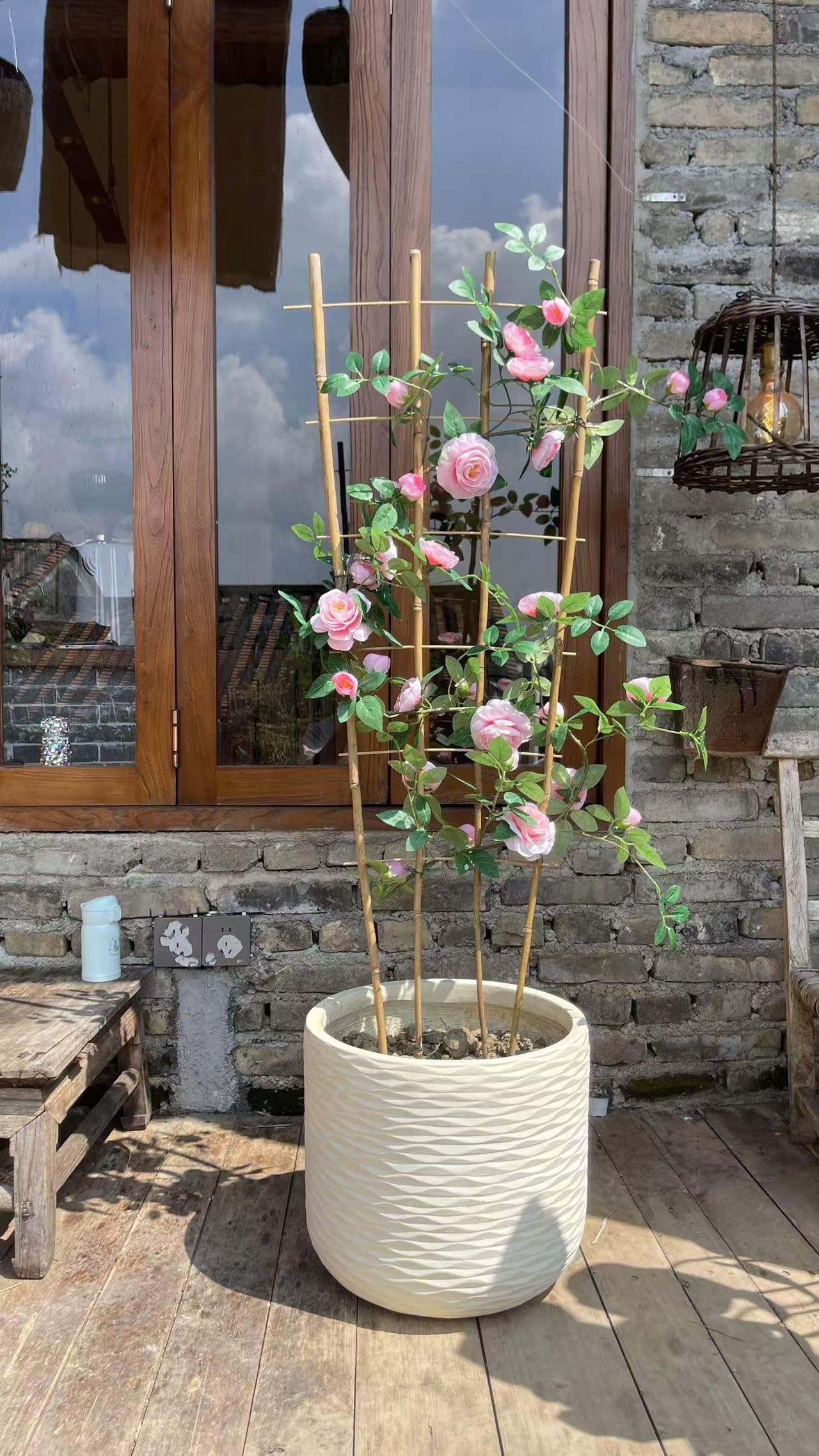 Natural Bamboo Trellis, 4Feet,3Pack,Fan-Shaped Plant Support Trellis for Outdoor and Indoor Potted Climbing Plants,Vegetables, Cucumber, Tomato, Hoya,