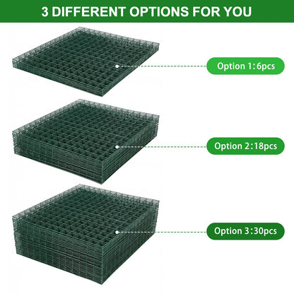 Plant Protectors from Animals - DIY Reusable Plant Cages for Outdoor Plants, Square Mesh Plant Covers Kits, 12"x12" Panels (6/18/30 Pcs) (6, Dark Green)